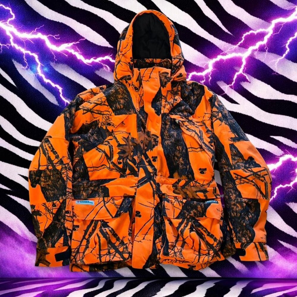 Gander Mtn TECH 2O Waterproof Breathable Blaze Orange Camo Hunting Jacket M